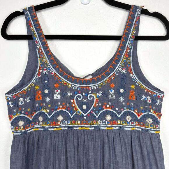 Calypso St. Barth Jimena Embroidered Tiered Maxi Dress XS Boho Vacation Tassel - Picture 7 of 13